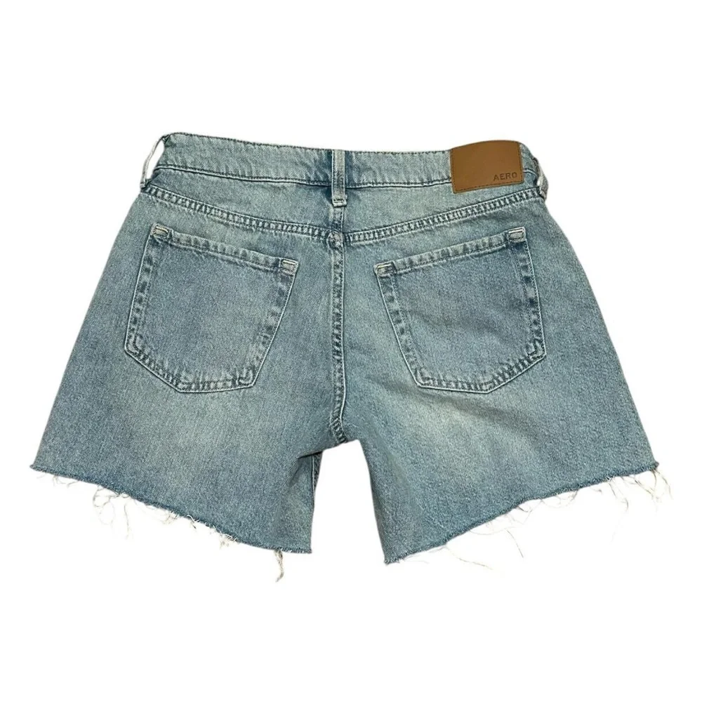 Aeropostale Distressed Light Blue Denim Baggy Cutoff Shorts